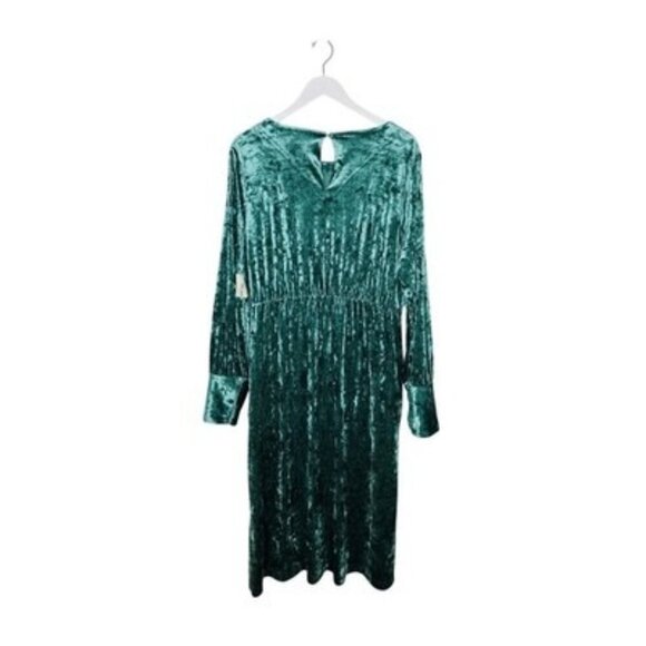 On 34th Dark Forest Green Crushed Velvet Midi Dress Plus 2X NWT - Picture 3 of 5